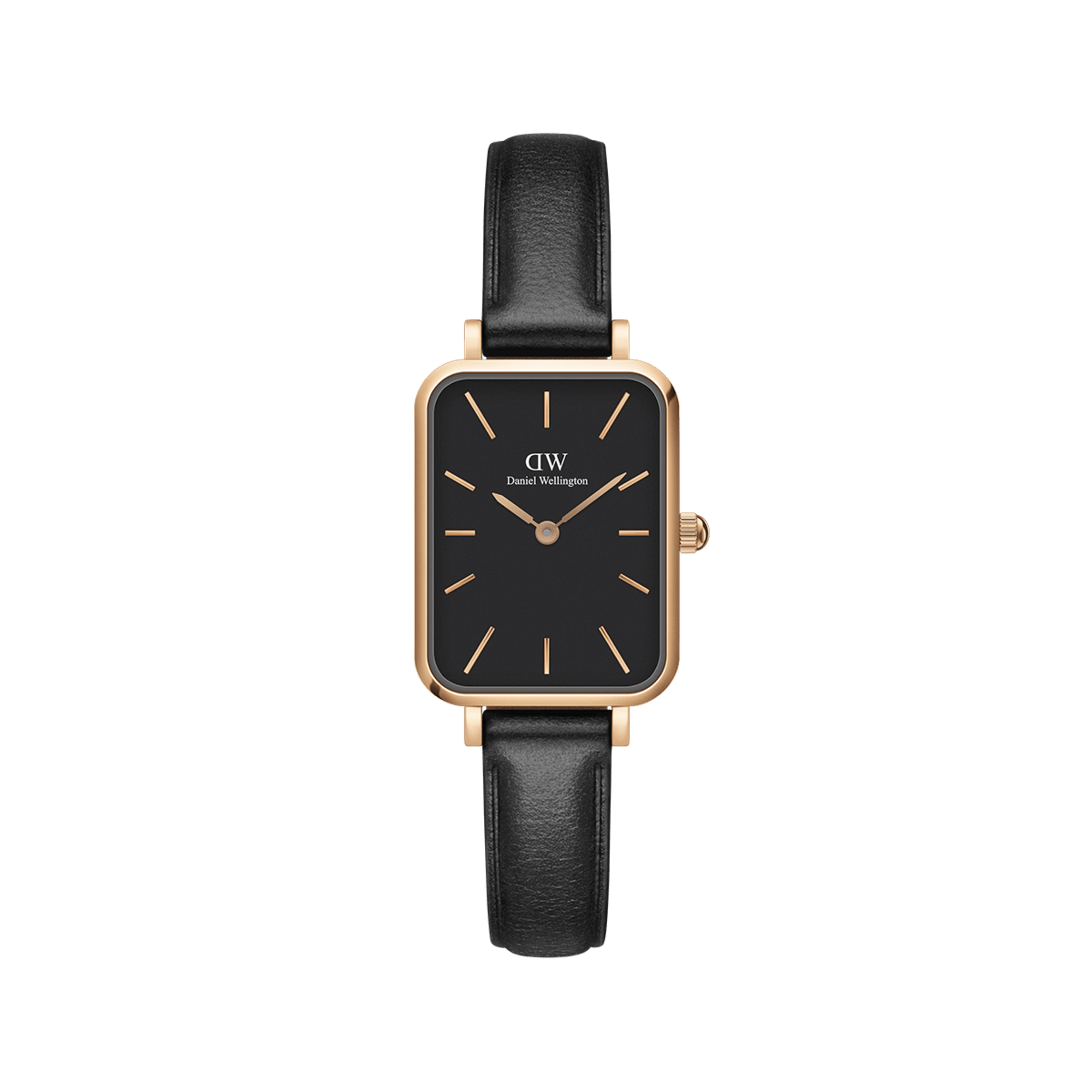 DW Quadro Pressed Sheffield Black Rose Gold Watch