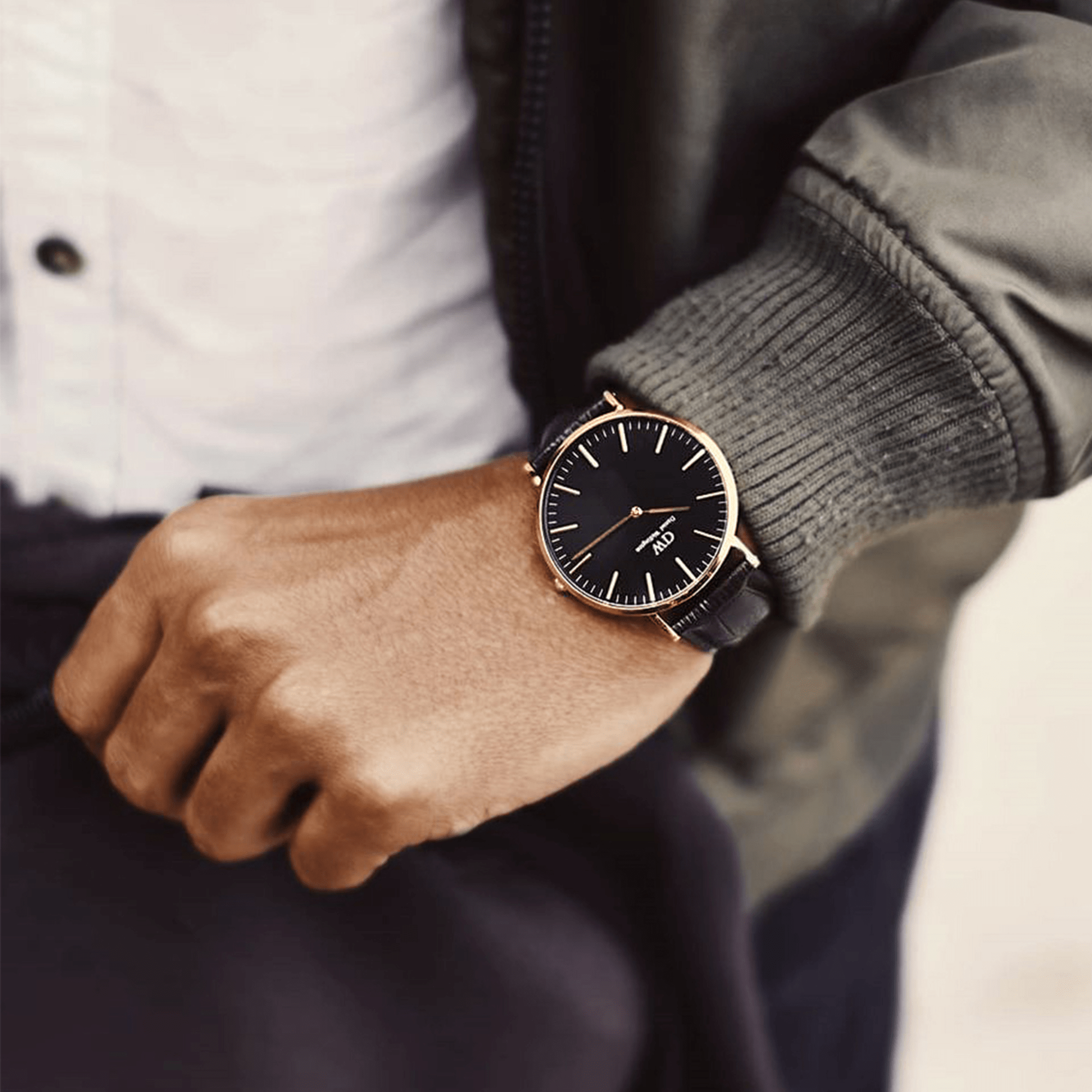 DW Classic Reading Black Rose Gold Watch