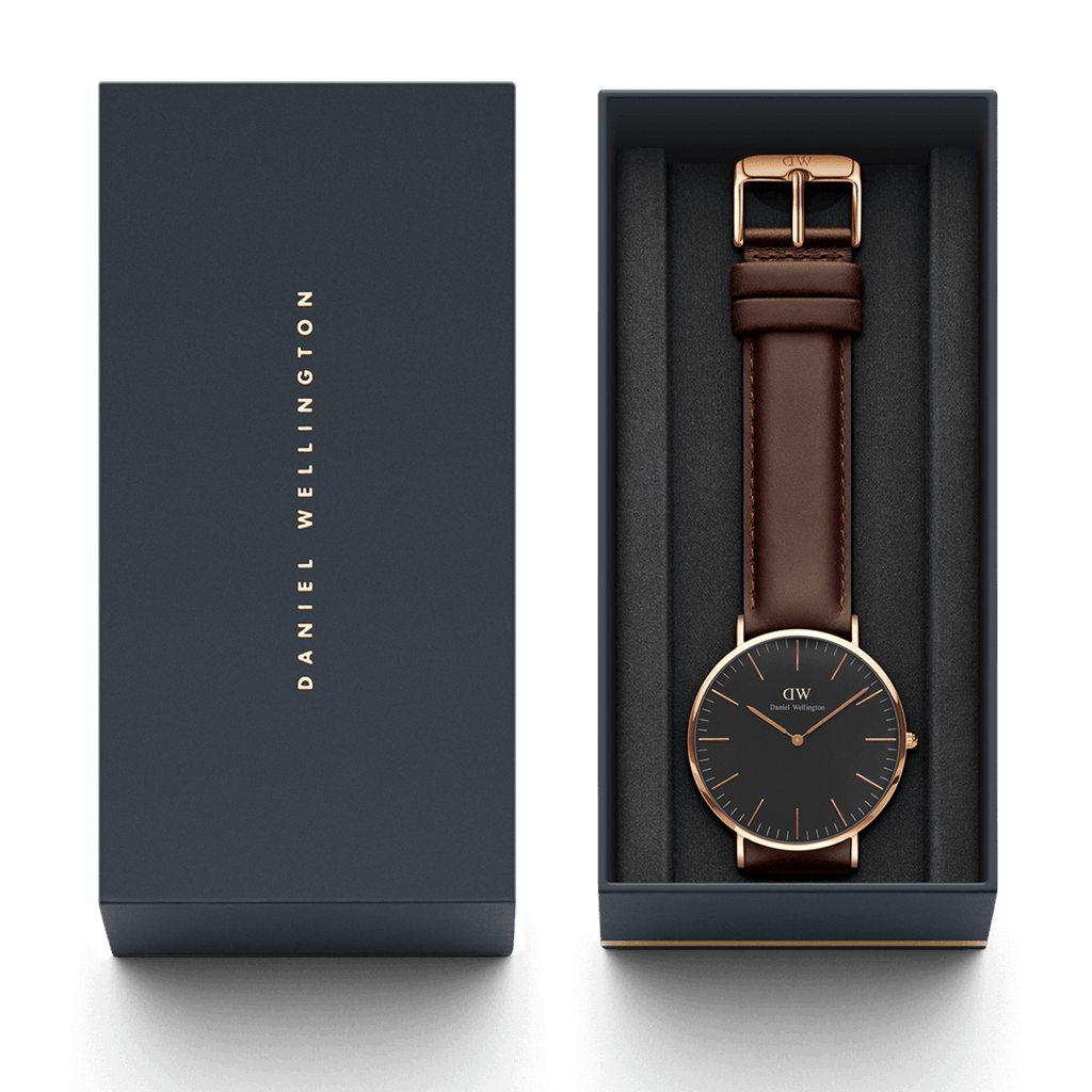 DW Classic Bristol Black Rose Gold Watch