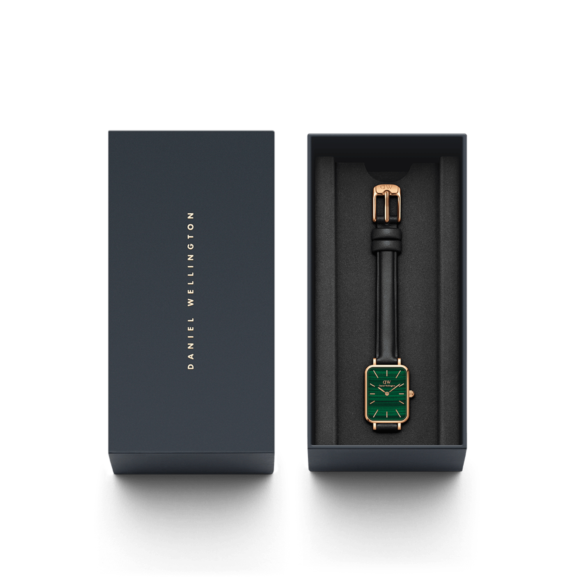 DW Quadro Pressed Sheffield Green Rose Gold Watch