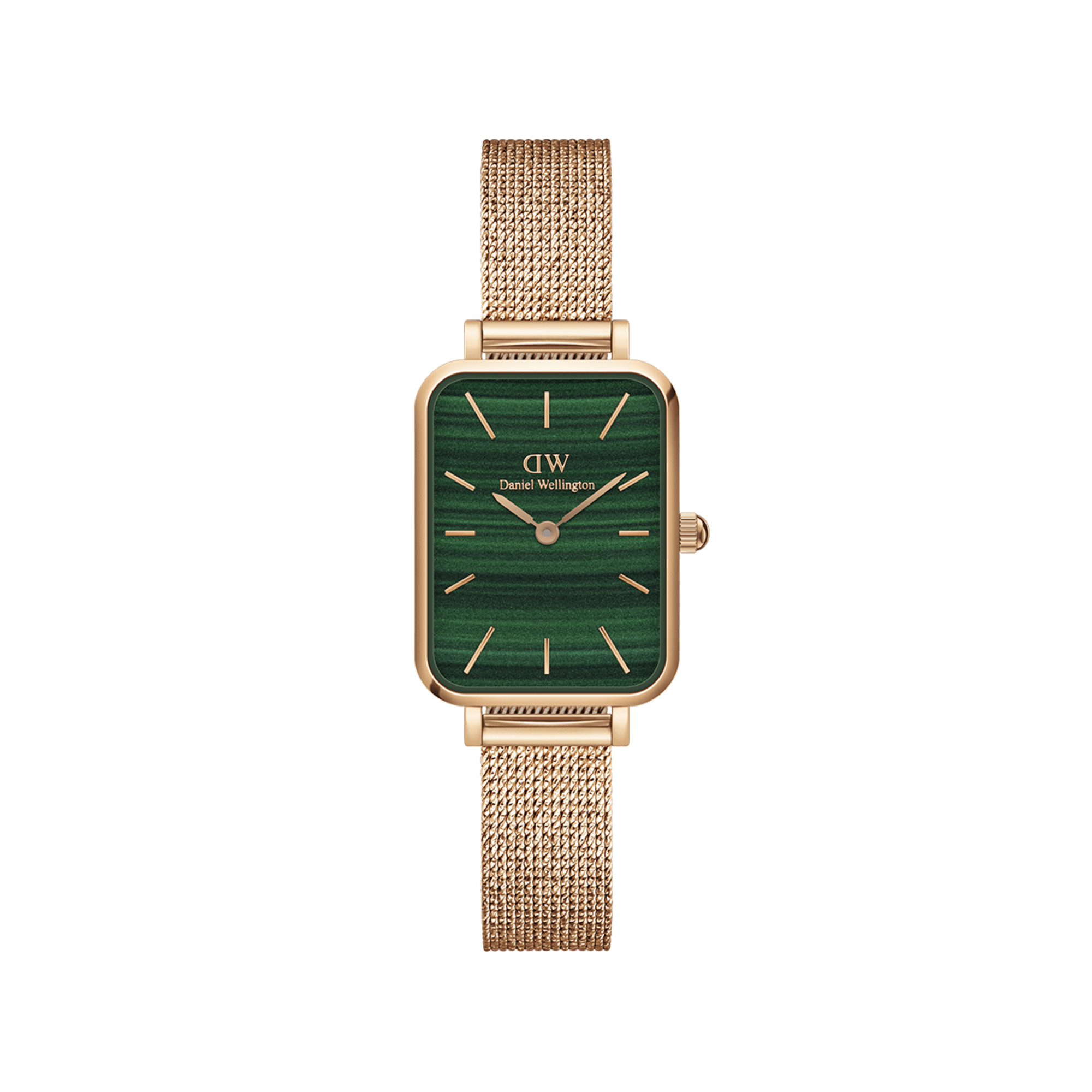 DW Quadro Pressed Melrose Green Rose Gold Watch