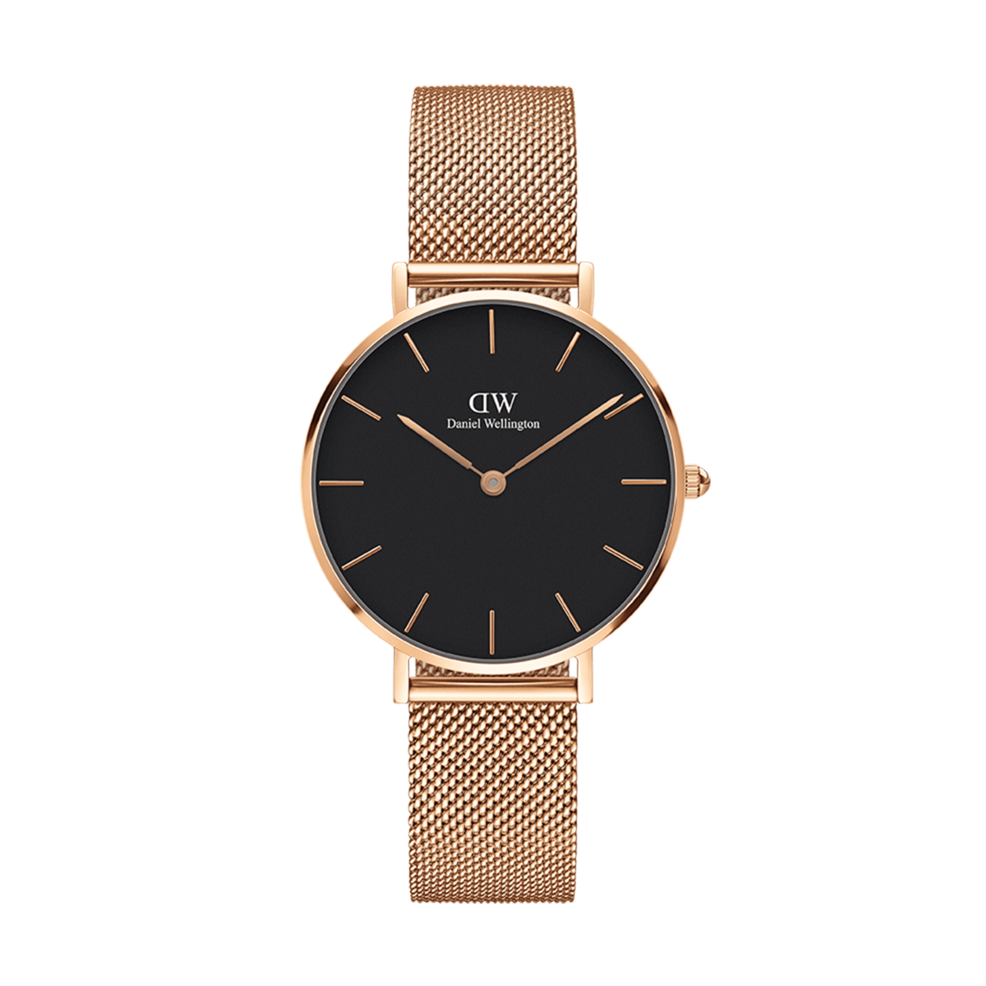 DW Petite Melrose Black Rose Gold Watch