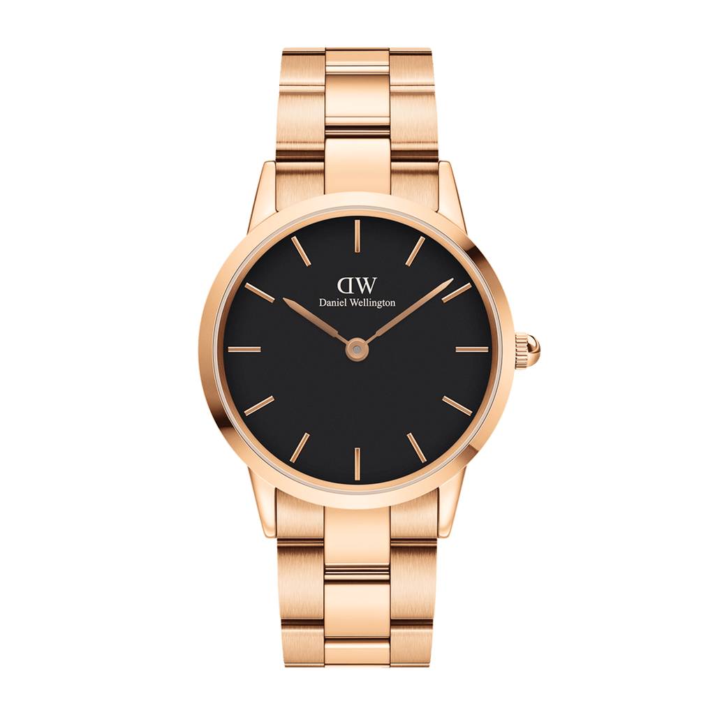 DW Iconic Link Black Rose Gold Watch