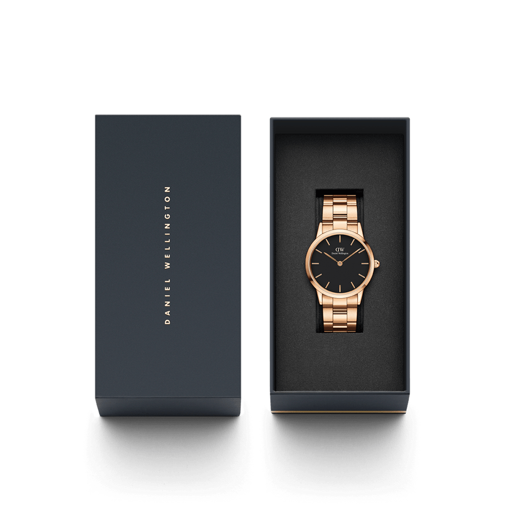 DW Iconic Link Black Rose Gold Watch