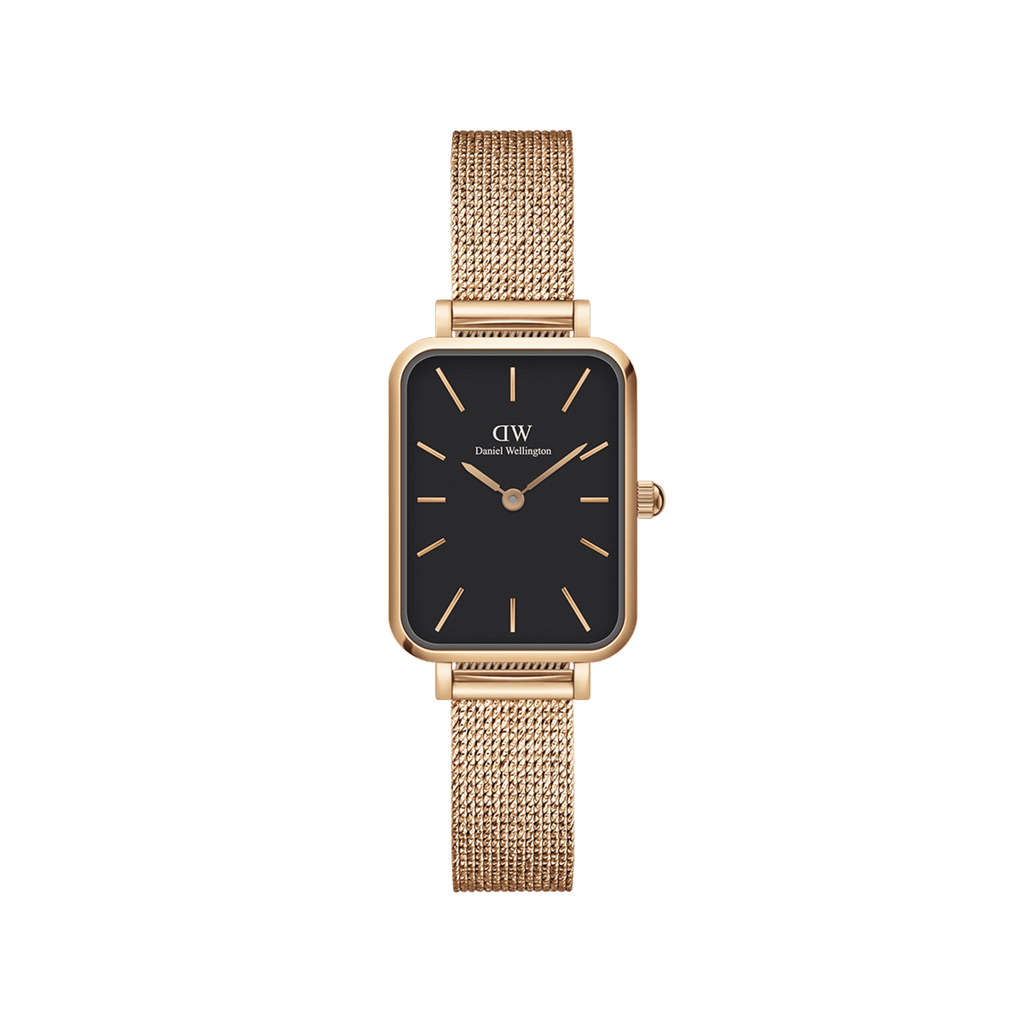 DW Quadro Pressed Melrose Black Rose Gold Watch