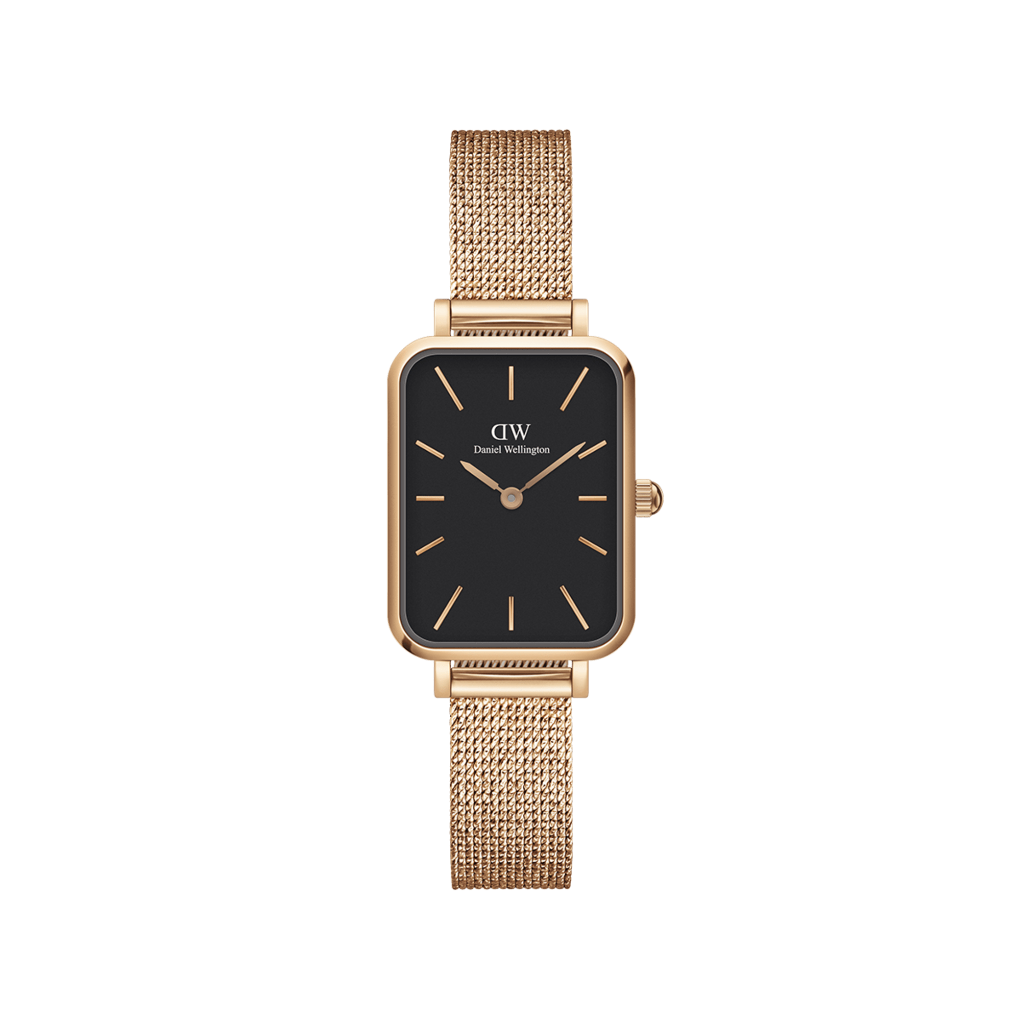 DW Quadro Pressed Melrose Black Rose Gold Watch