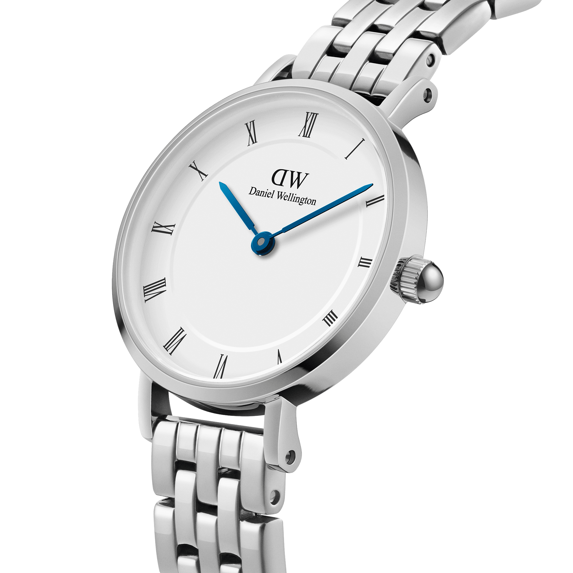 DW Petite Roman Numerals 5-Link Silver Watch