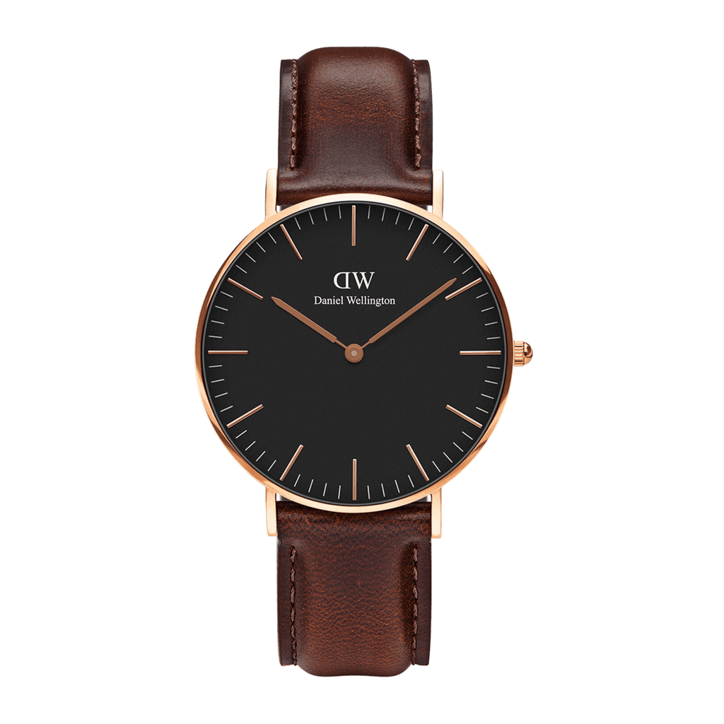 DW Classic Bristol Black Rose Gold Watch