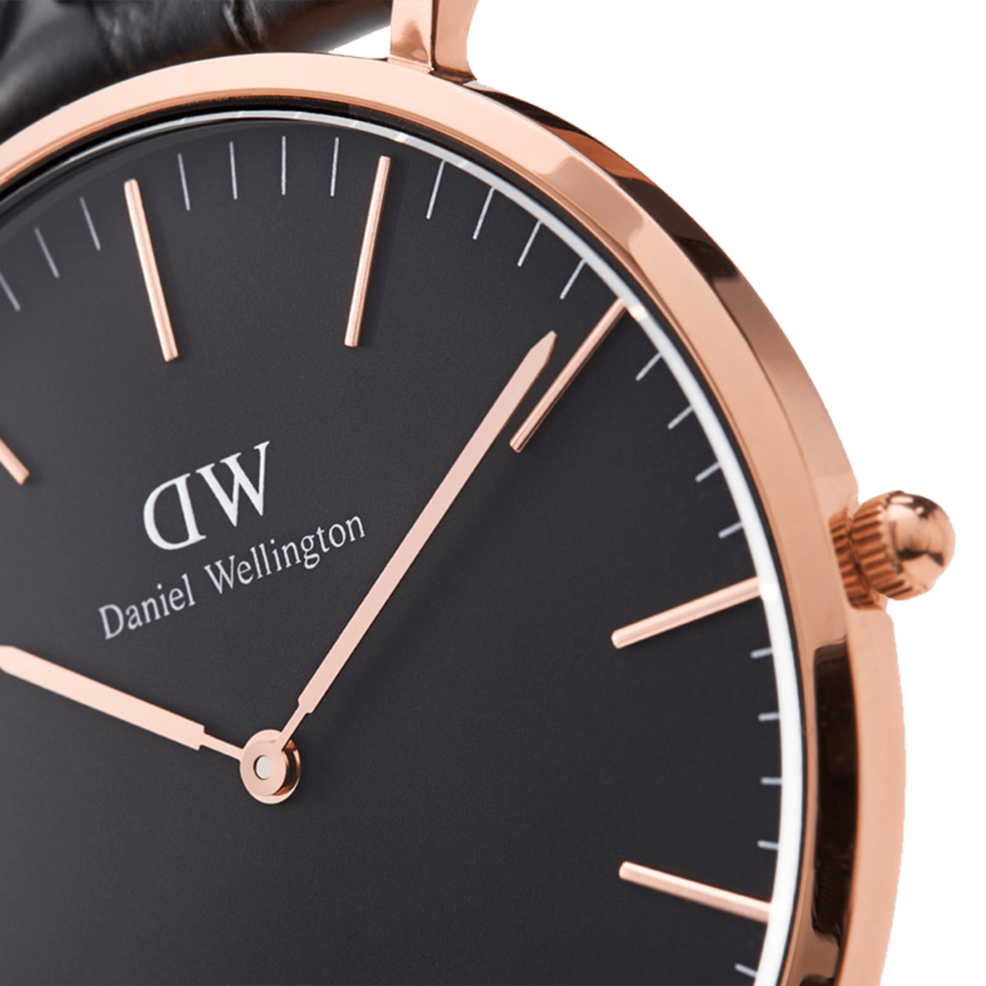 DW Classic St Mawes Black Rose Gold Watch