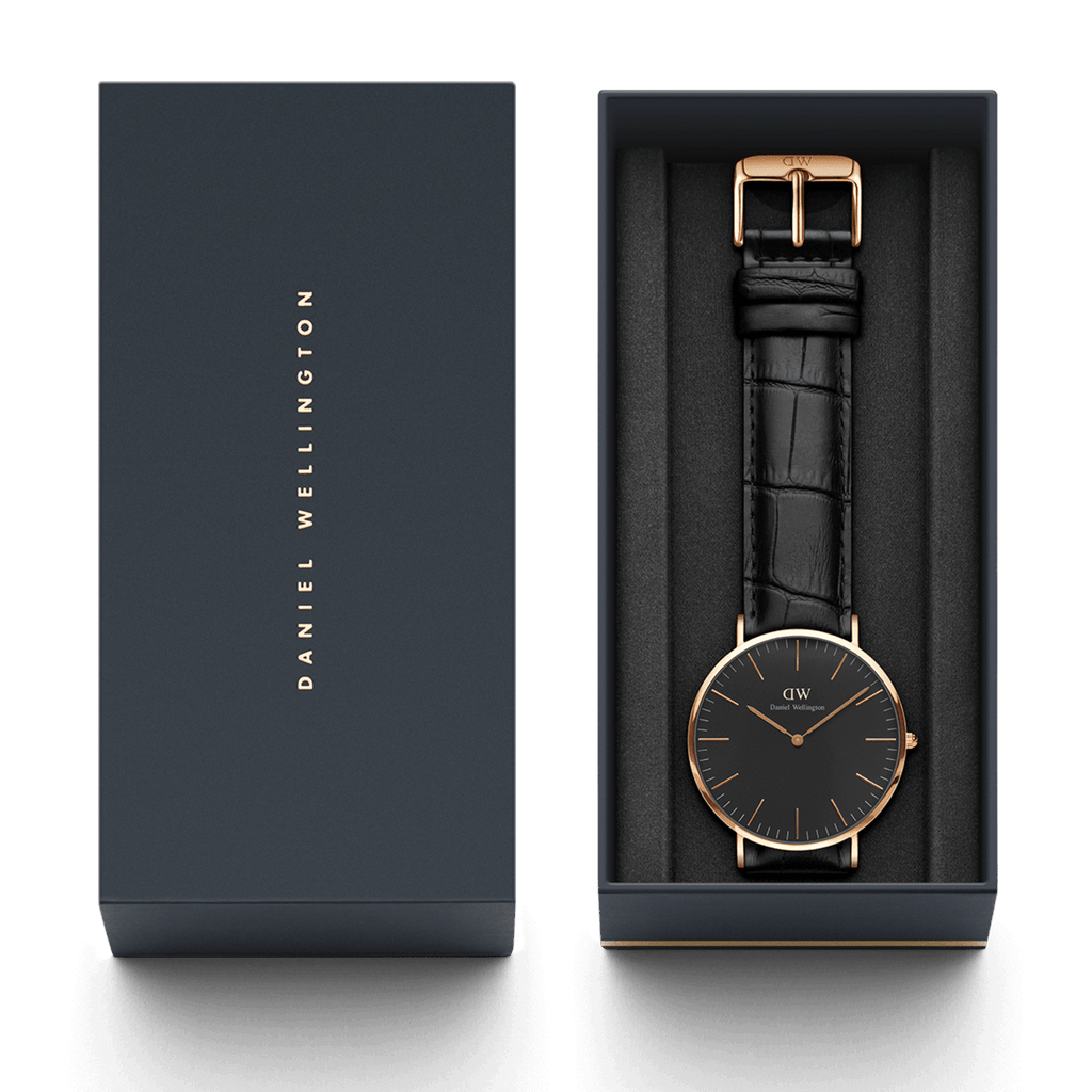 DW Classic Reading Black Rose Gold Watch