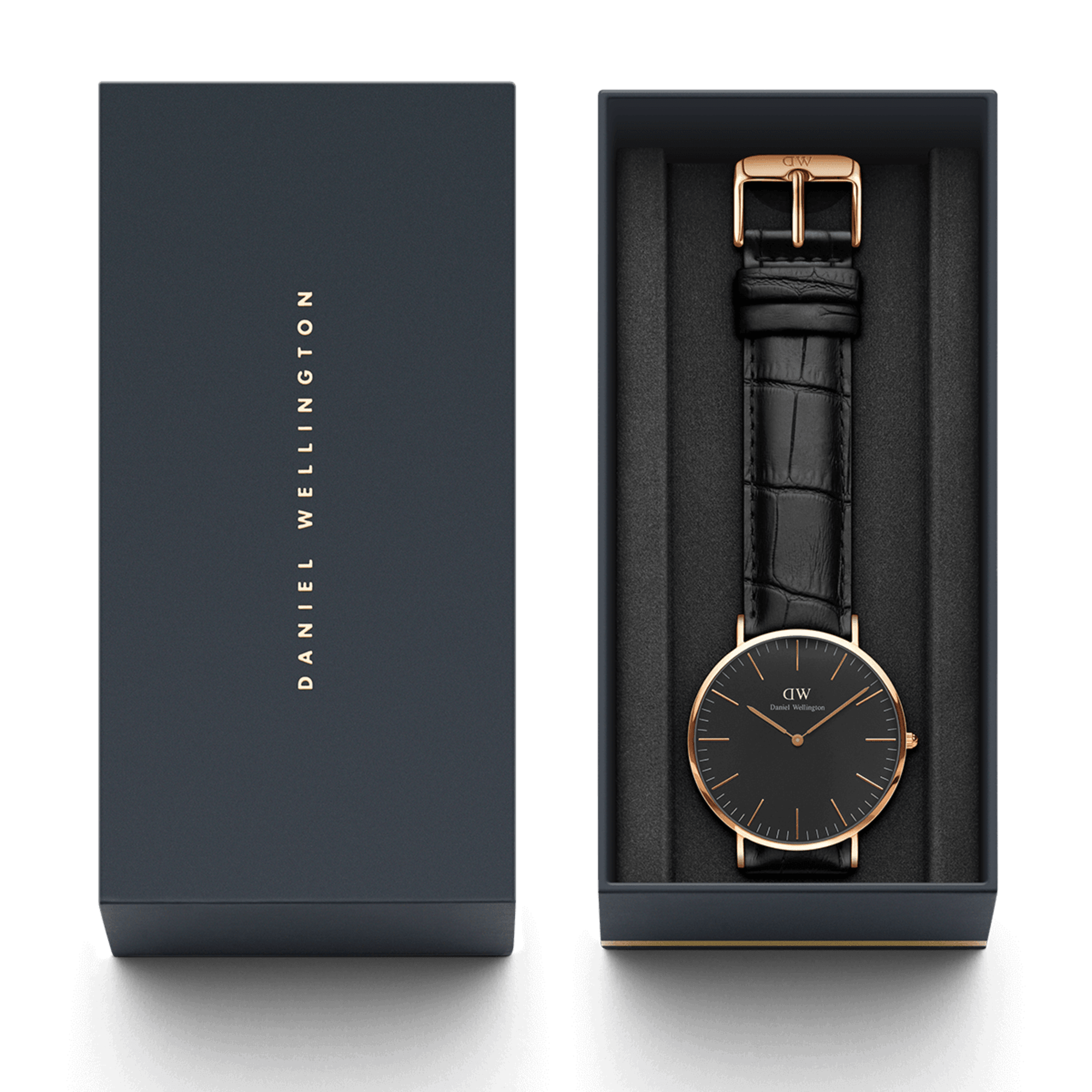 DW Classic Reading Black Rose Gold Watch