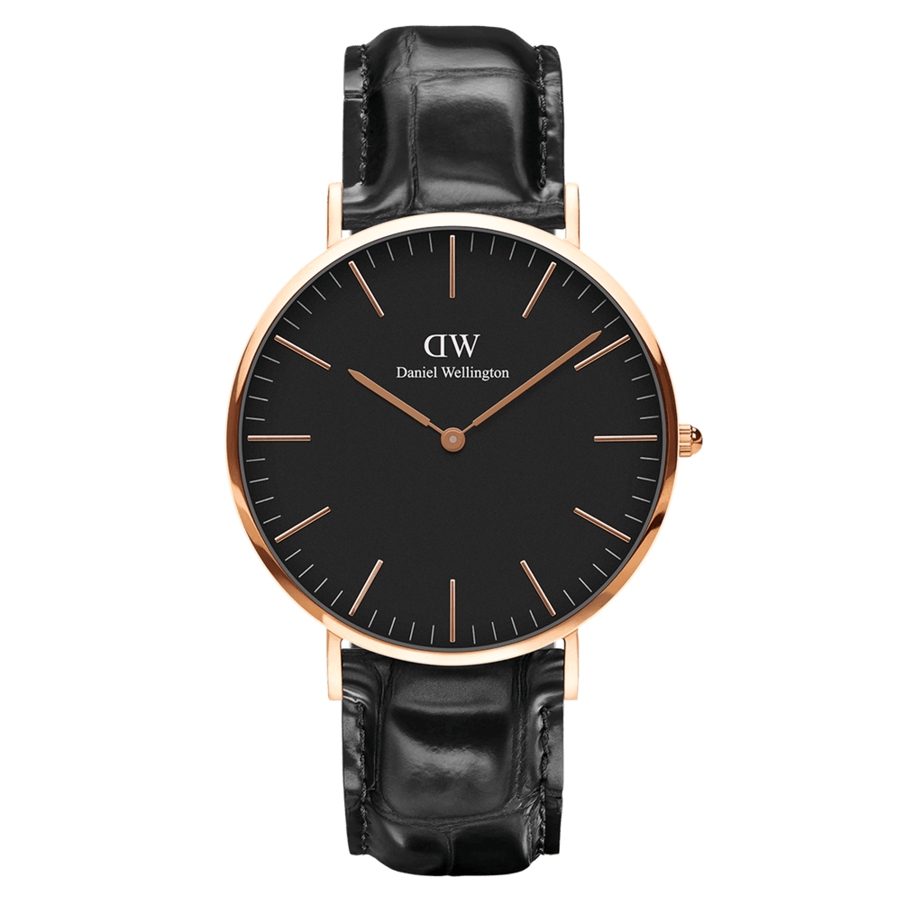 DW Classic Reading Black Rose Gold Watch