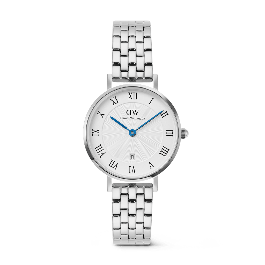 DW Petite Roman Numerals Date 5-link Silver Watch