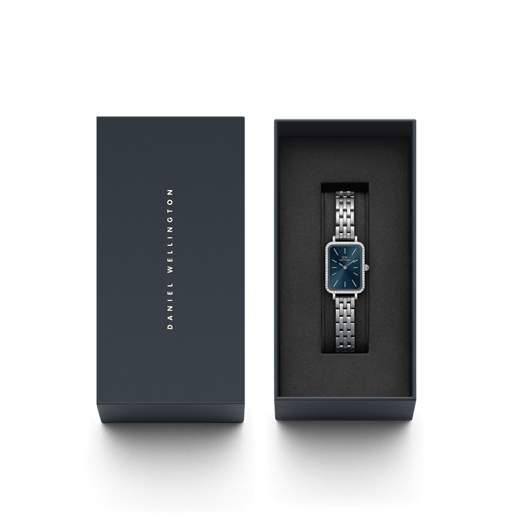 DW Quadro Lumine Bezel 5-Link Arctic Silver Watch