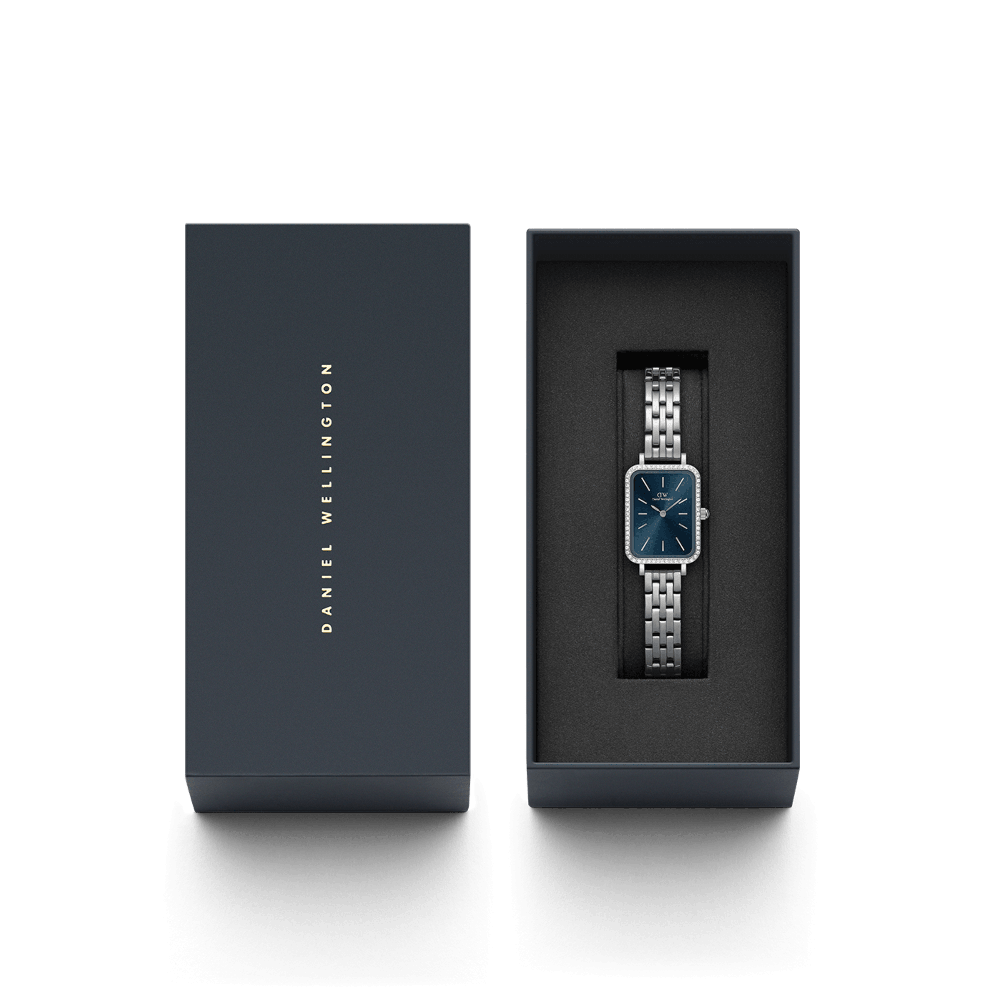 DW Quadro Lumine Bezel 5-Link Arctic Silver Watch