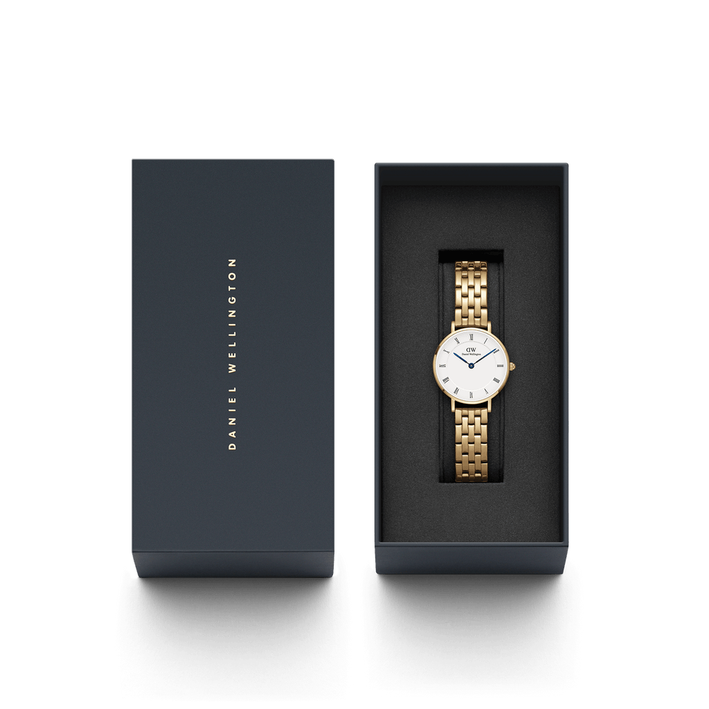 DW Petite Roman Numerals 5-Link Gold Watch