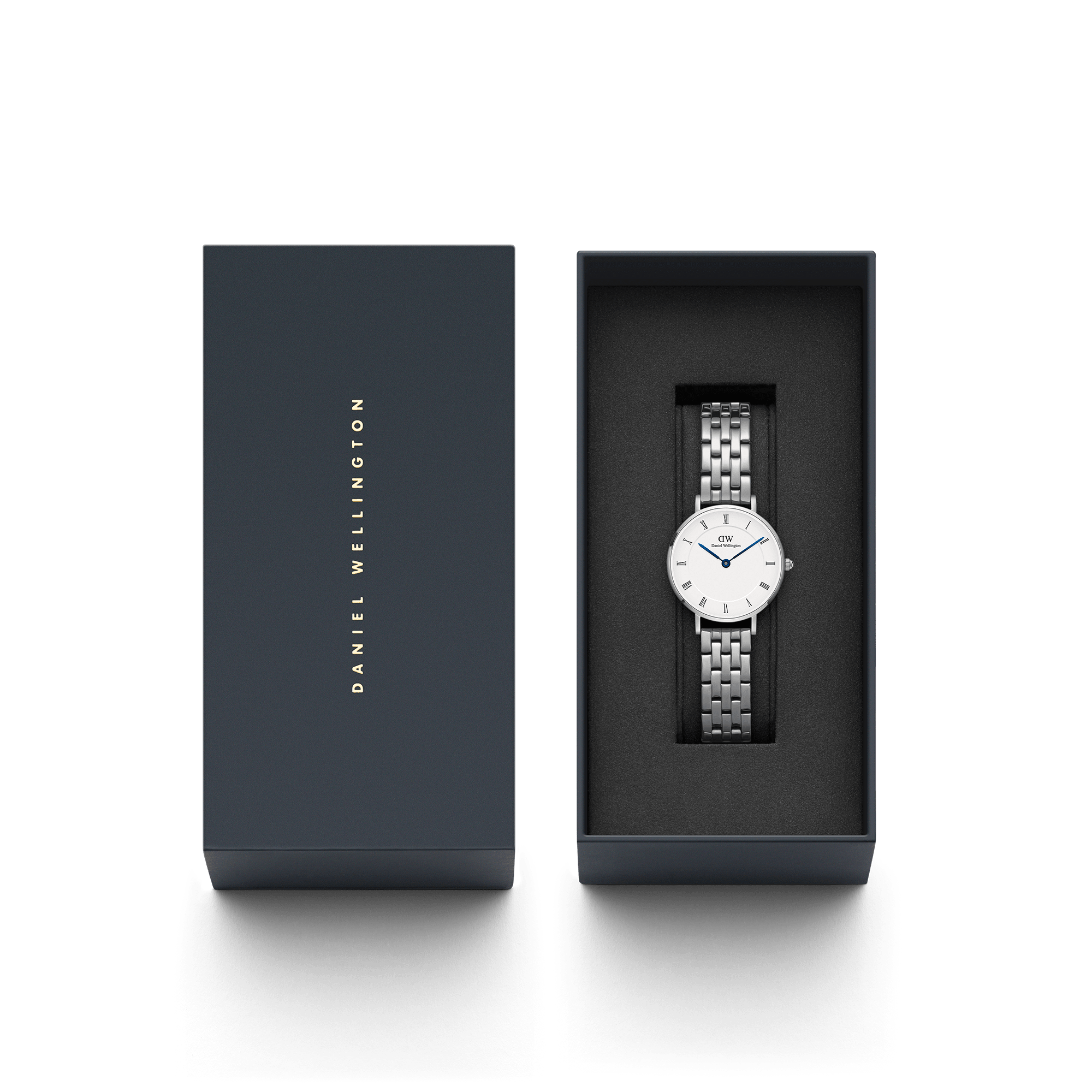 DW Petite Roman Numerals 5-Link Silver Watch